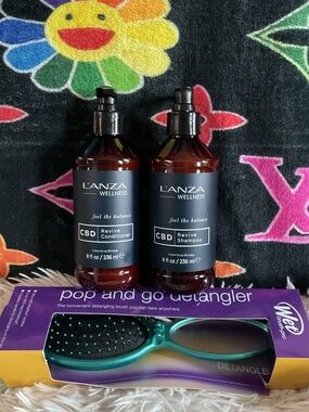 L'ANZA Wellness CBD Revive shampoo and conditioner Luxury bundle - Teal brush